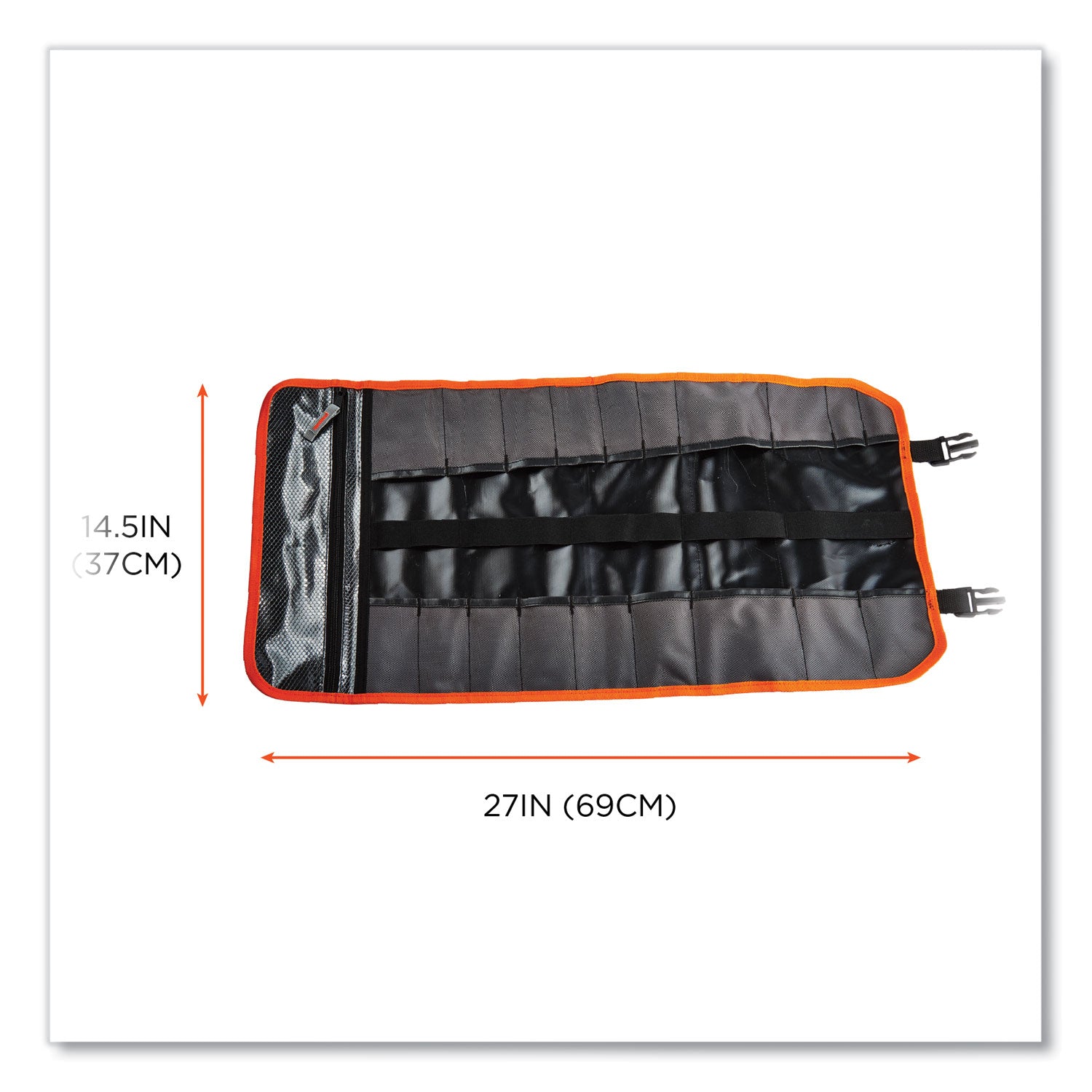 Arsenal 5871 Polyester Tool Roll Up, 21 Compartments, 27 x 14, Polyester, Black, Ships in 1-3 Business Days
