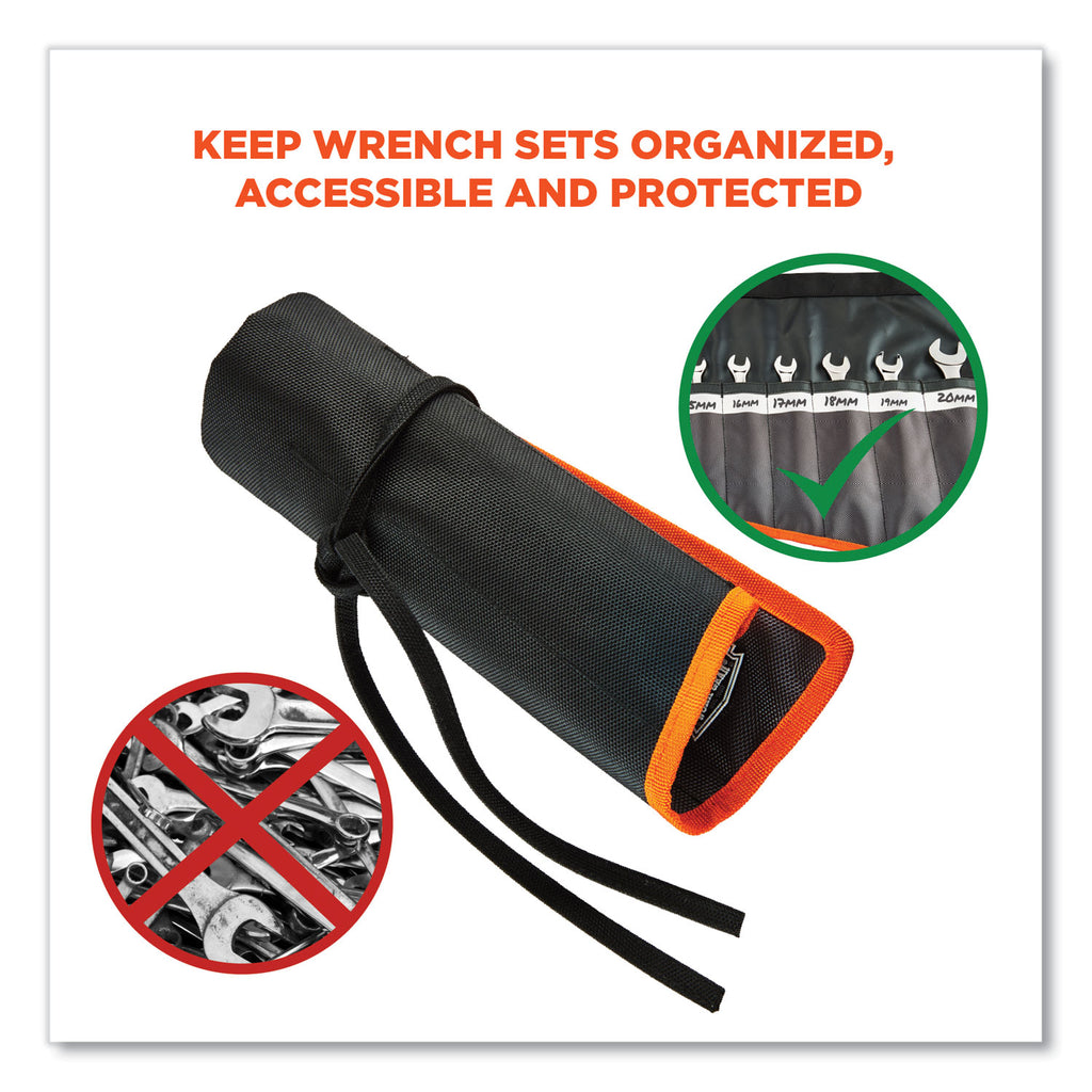 Arsenal 5873 Polyester Wrench Roll Up, 14 Compartments, 26.5 x 16.5, Polyester, Black, Ships in 1-3 Business Days