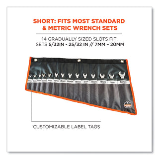 Arsenal 5873 Polyester Wrench Roll Up, 14 Compartments, 26.5 x 16.5, Polyester, Black, Ships in 1-3 Business Days