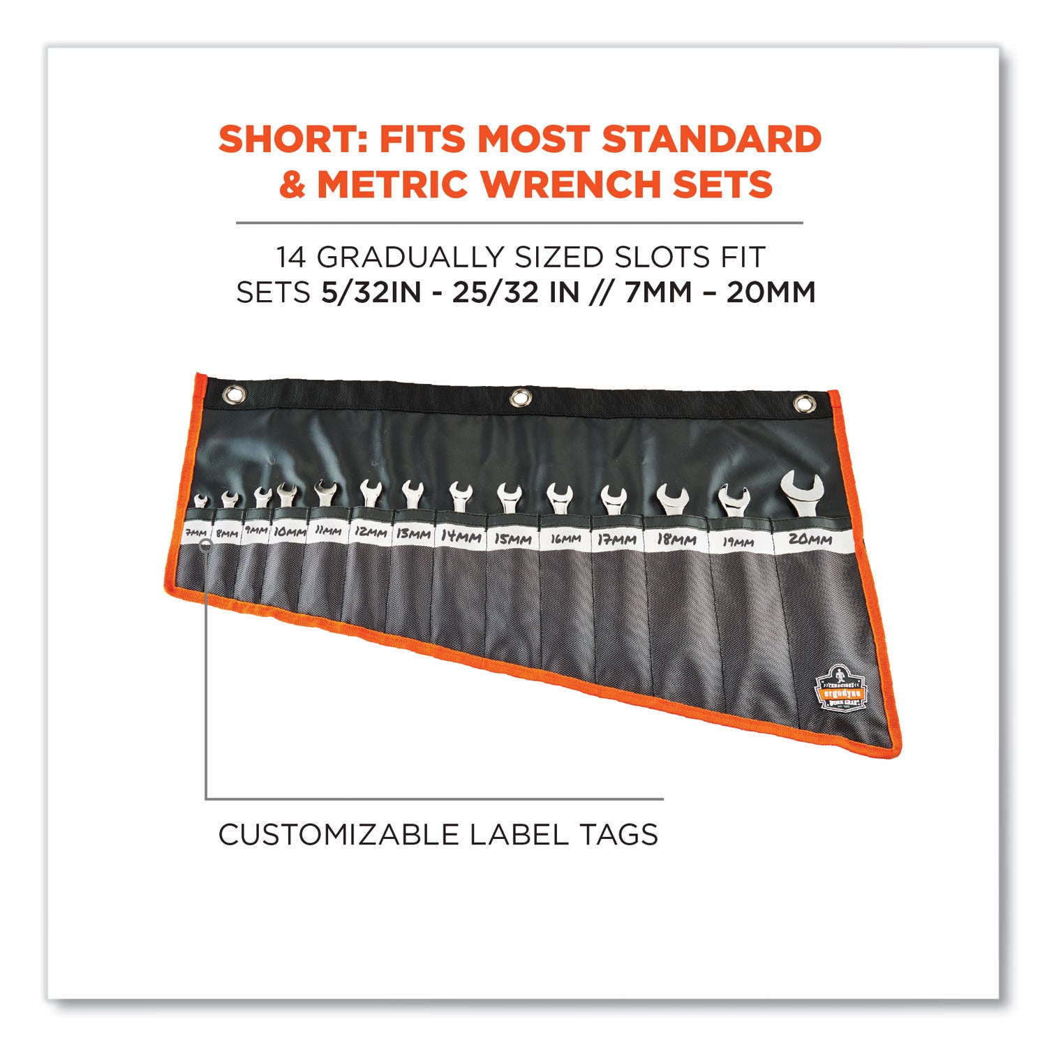 Arsenal 5873 Polyester Wrench Roll Up, 14 Compartments, 26.5 x 16.5, Polyester, Black, Ships in 1-3 Business Days