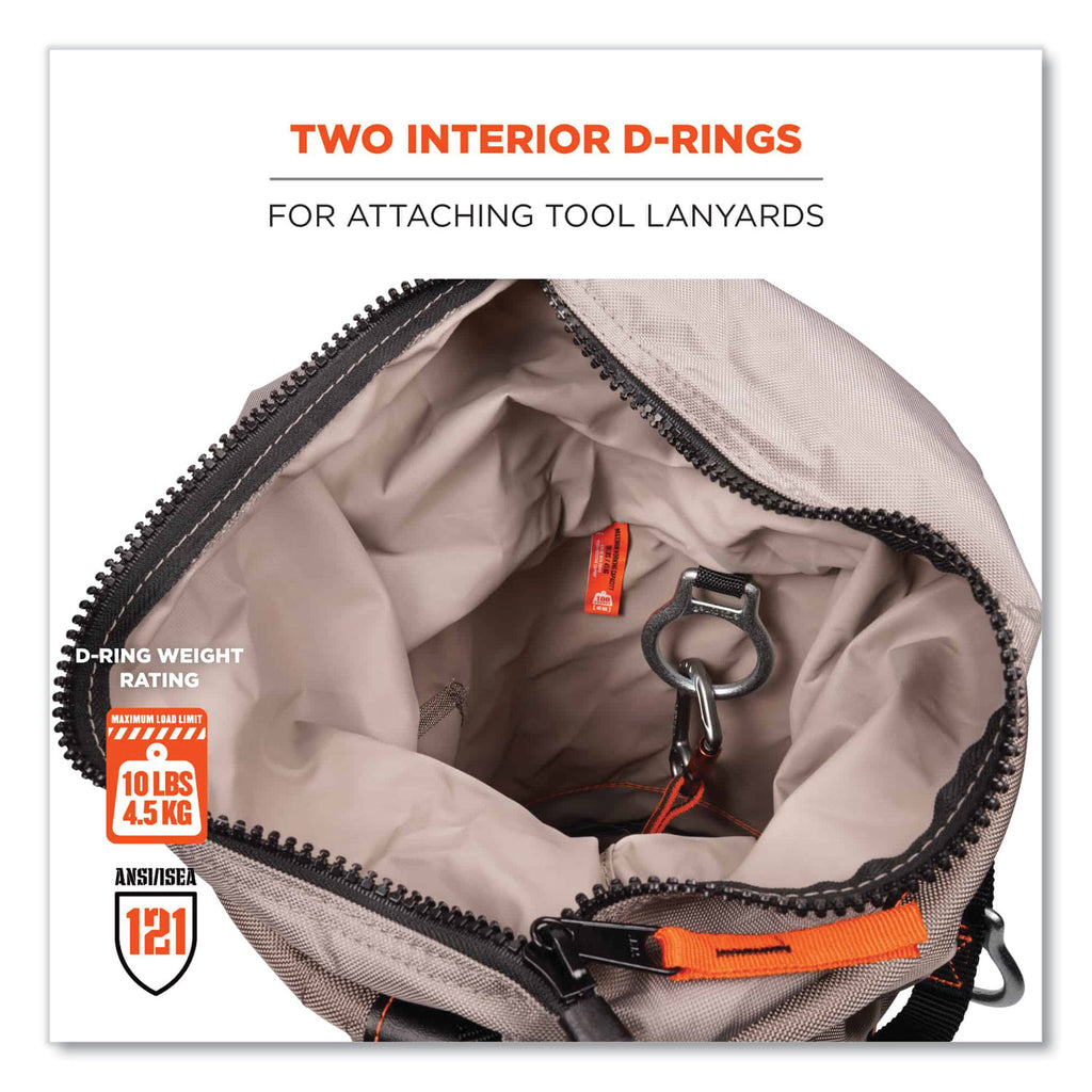Arsenal 5973 Hoist Bucket Tool Bag with D-Rings and Zipper Top, 12.5 x 12.5 x 17, Gray, Ships in 1-3 Business Days