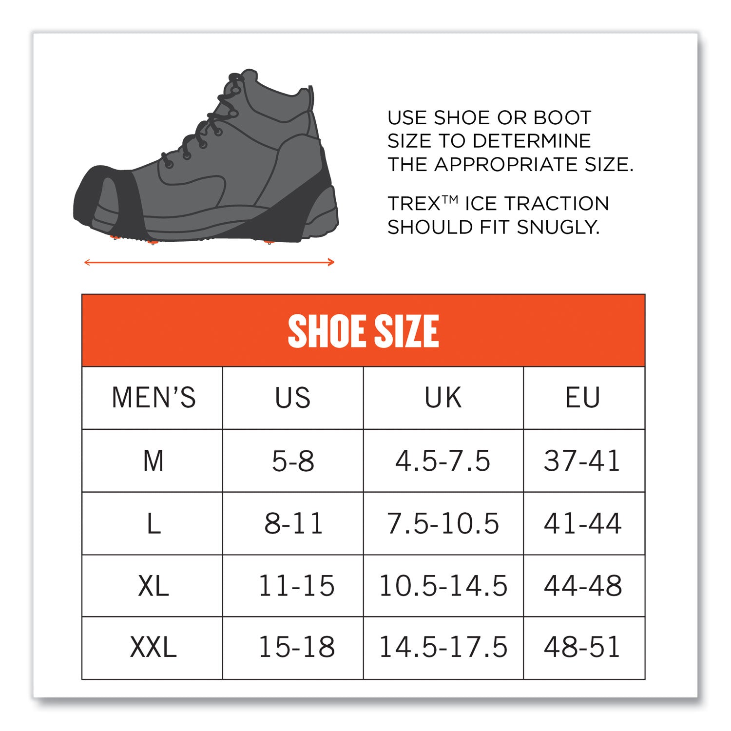Trex 6300TC One-Piece Slip-on Tungsten Carbide Ice Cleats, Medium, Black, Pair, Ships in 1-3 Business Days