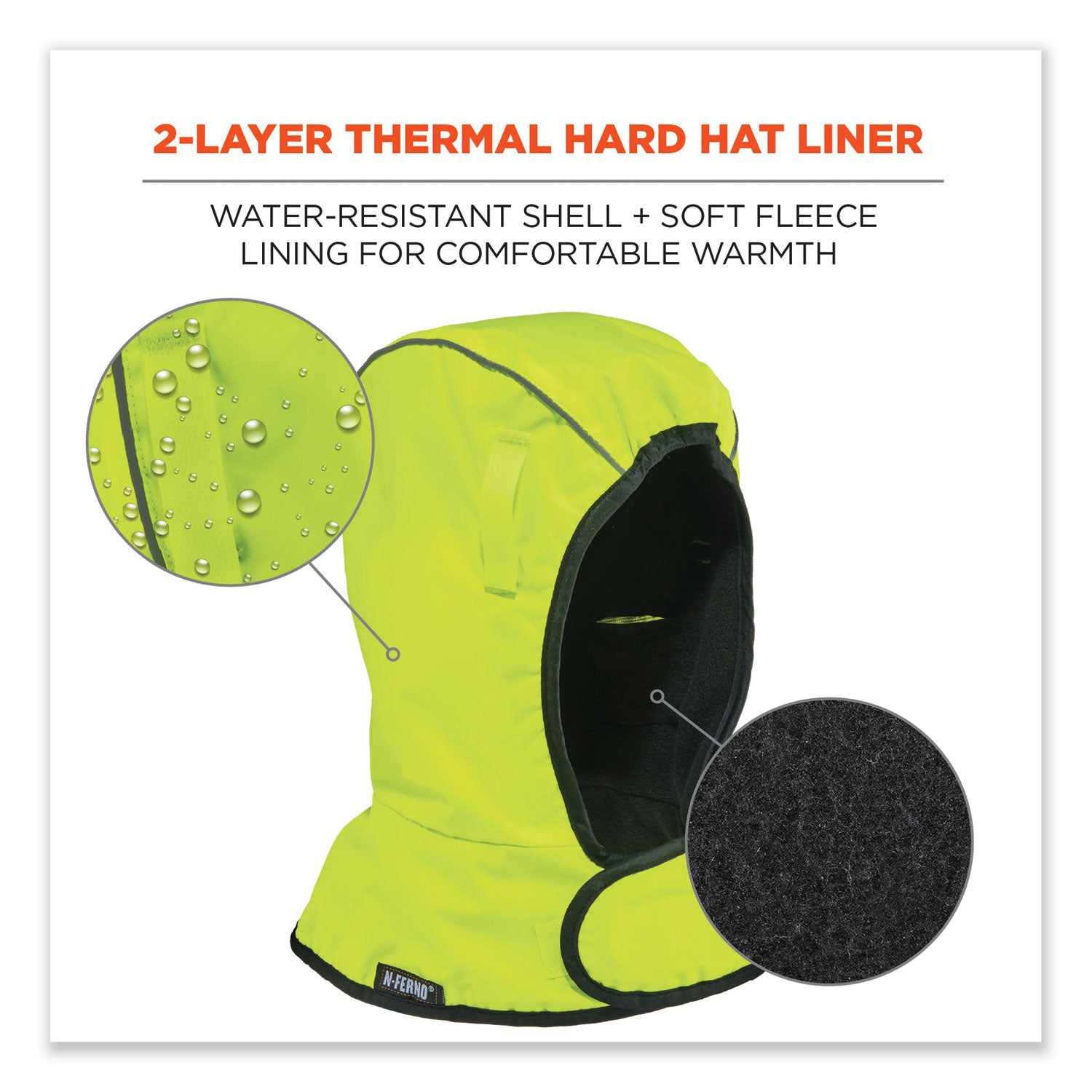 N-Ferno 6842 2-Layer Poly Shoulder Winter Liner, Fleece/Polyester, One Size Fits Most, Lime, Ships in 1-3 Business Days