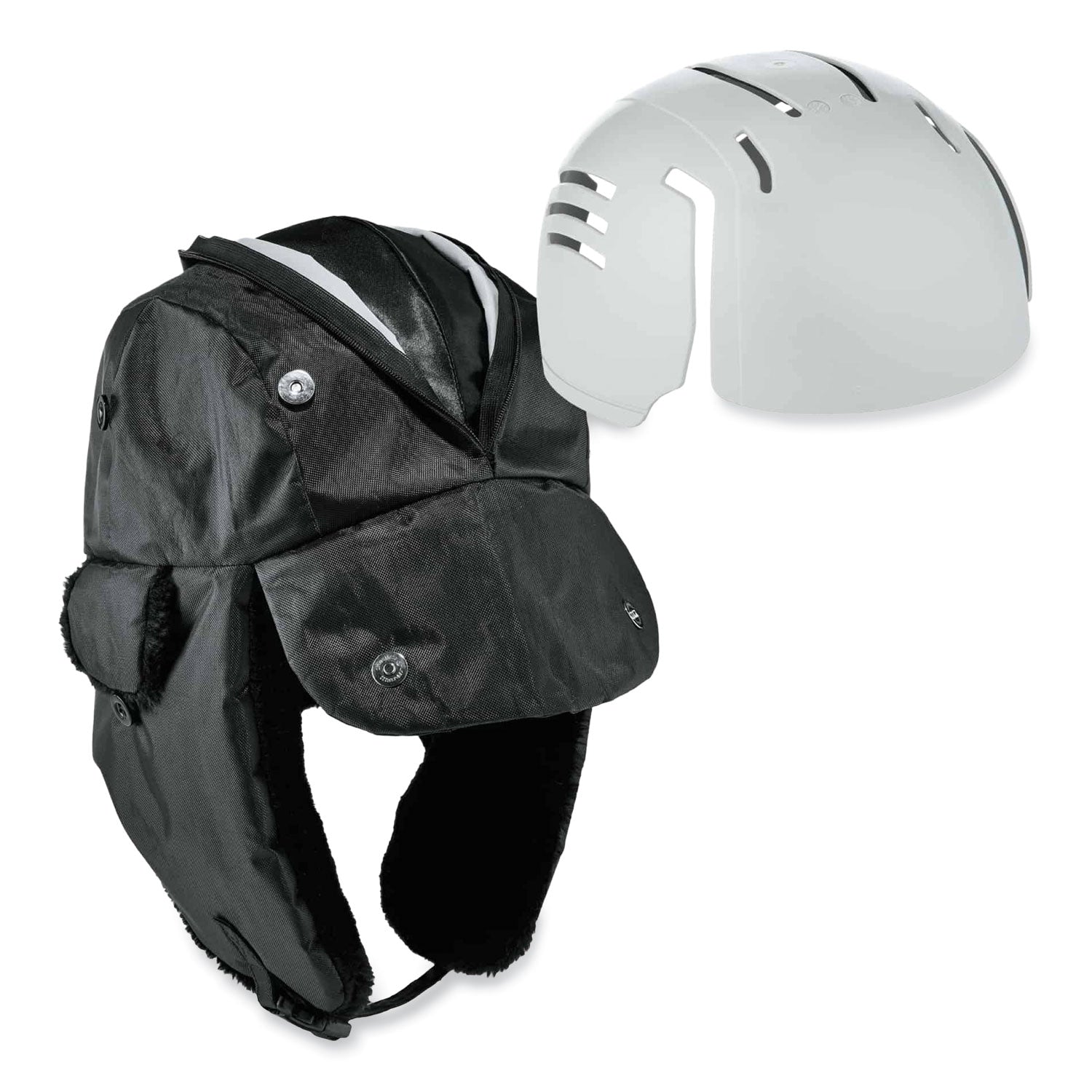N-Ferno 6802ZI Zipper Trapper Hat + Universal Bump Cap, S/M, Black, Ships in 1-3 Business Days