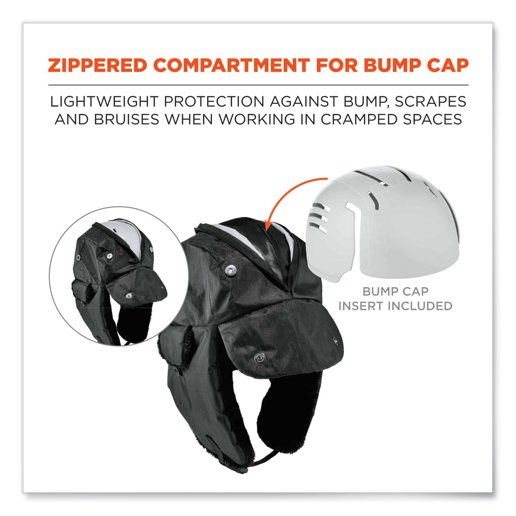 N-Ferno 6802ZI Zipper Trapper Hat + Universal Bump Cap, S/M, Black, Ships in 1-3 Business Days