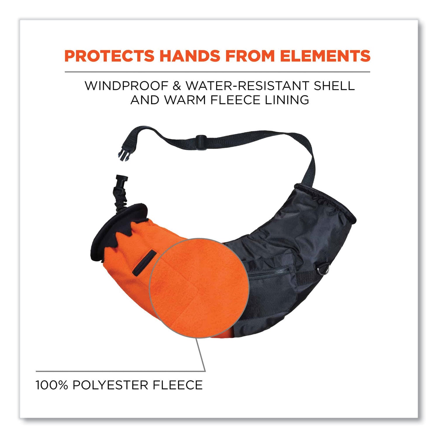 N-Ferno 6980 Winter Hand Warmer Muff Kit with 5 Hand Warmer Packets, Nylon/Fleece/Neoprene, Black, Ships in 1-3 Business Days