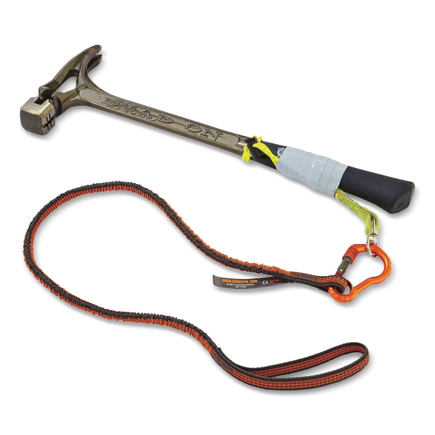 Squids 3100F(x) Tool Lanyard w/Aluminum Carabiner+Loop, 10 lb Max Work Cap, 38" to 48",Orange/Gray,Ships in 1-3 Business Days