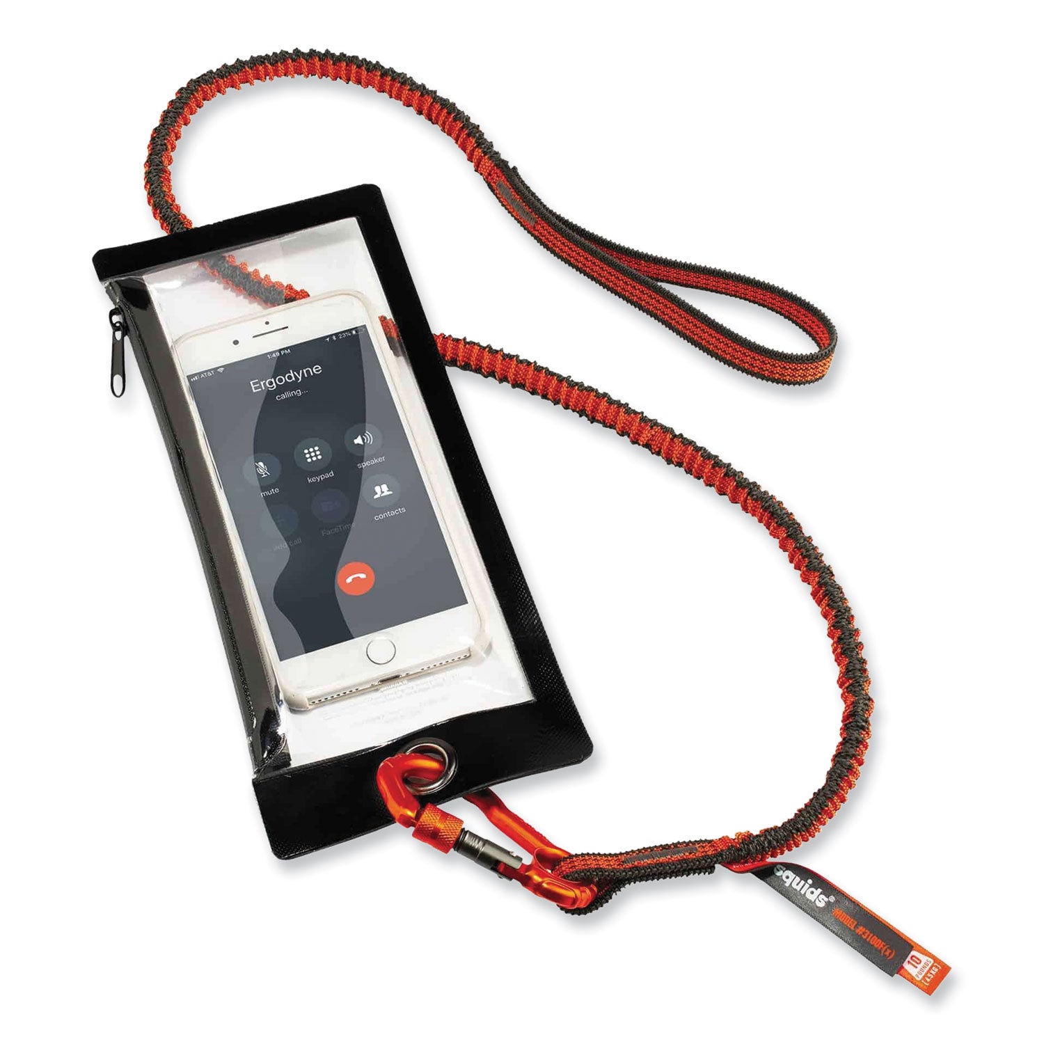 Squids 3100F(x) Tool Lanyard w/Aluminum Carabiner+Loop, 10 lb Max Work Cap, 38" to 48",Orange/Gray,Ships in 1-3 Business Days