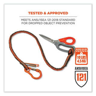 Squids 3100F(x) Tool Lanyard w/Aluminum Carabiner+Loop, 10 lb Max Work Cap, 38" to 48",Orange/Gray,Ships in 1-3 Business Days
