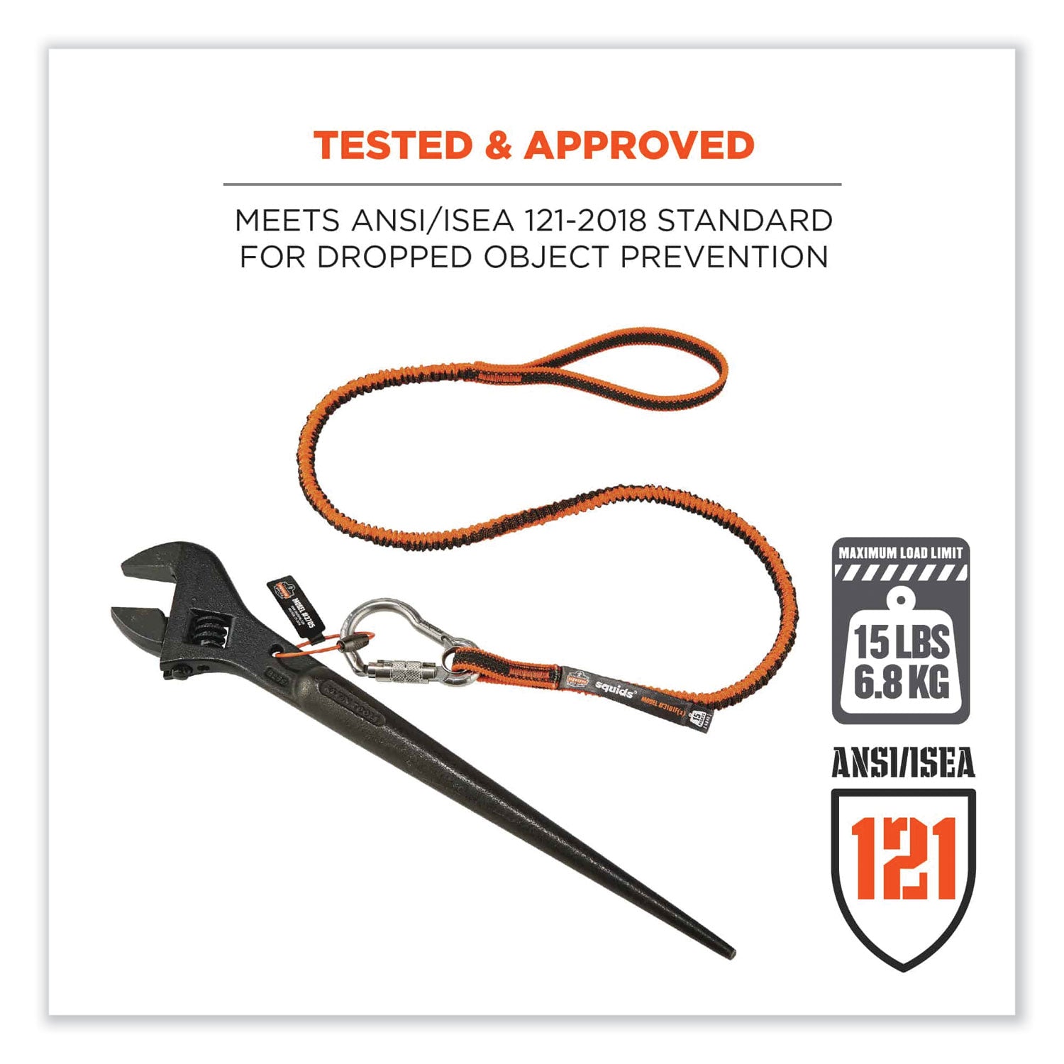squids-3101fx-tool-lanyard-w-stainless-steel-carabiner-+-loop-15-lb-max-work-cap-38-to-48-ships-in-1-3-business-days_ego19803 - 3