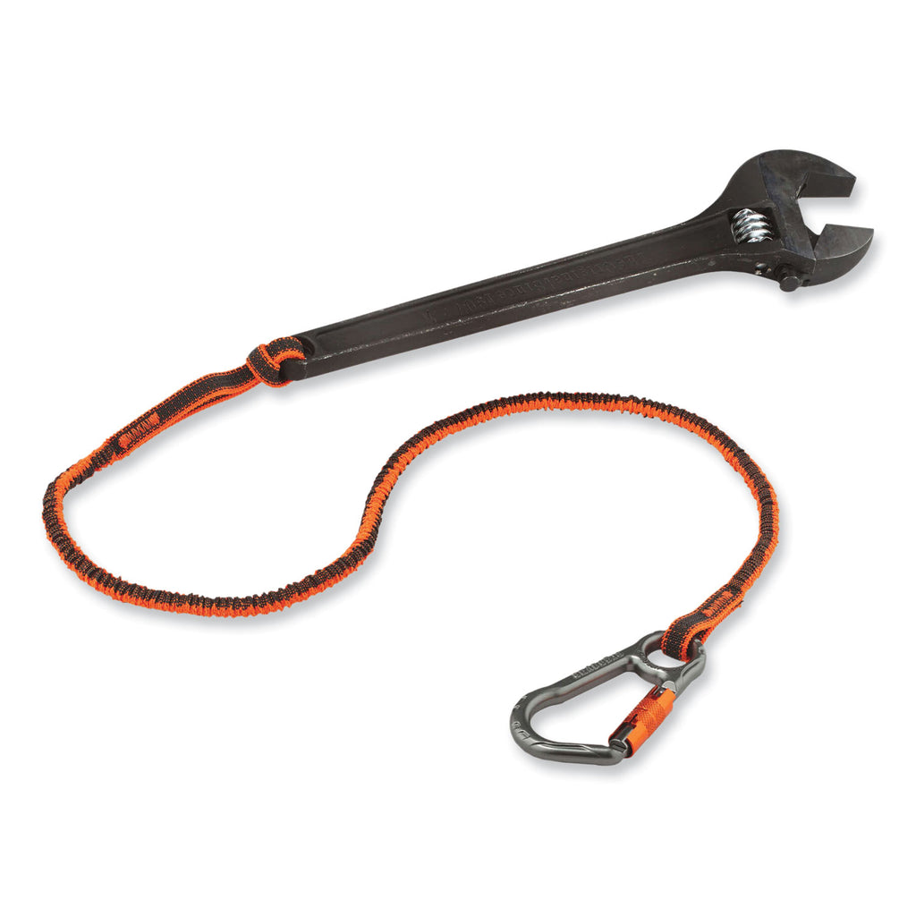 Squids 3108F(x)Tool Lanyard w/Locking Aluminum Carabiner+Loop, 15lb Max Work Cap, 38" to 48",OR/GY,Ships in 1-3 Business Days