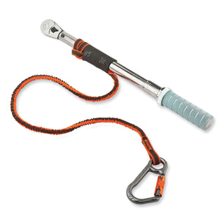 Squids 3108F(x)Tool Lanyard w/Locking Aluminum Carabiner+Loop, 15lb Max Work Cap, 38" to 48",OR/GY,Ships in 1-3 Business Days