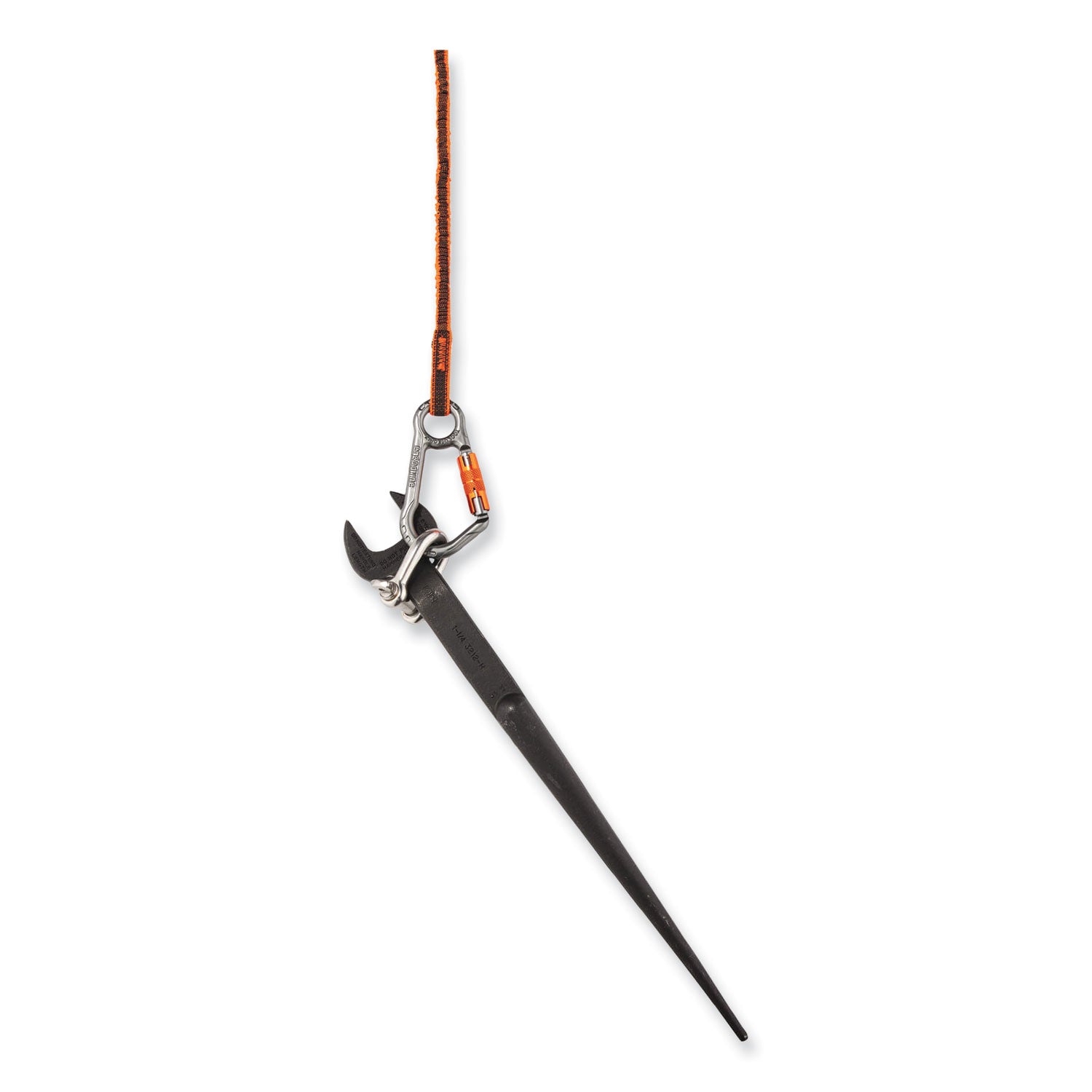 Squids 3108F(x)Tool Lanyard w/Locking Aluminum Carabiner+Loop, 15lb Max Work Cap, 38" to 48",OR/GY,Ships in 1-3 Business Days