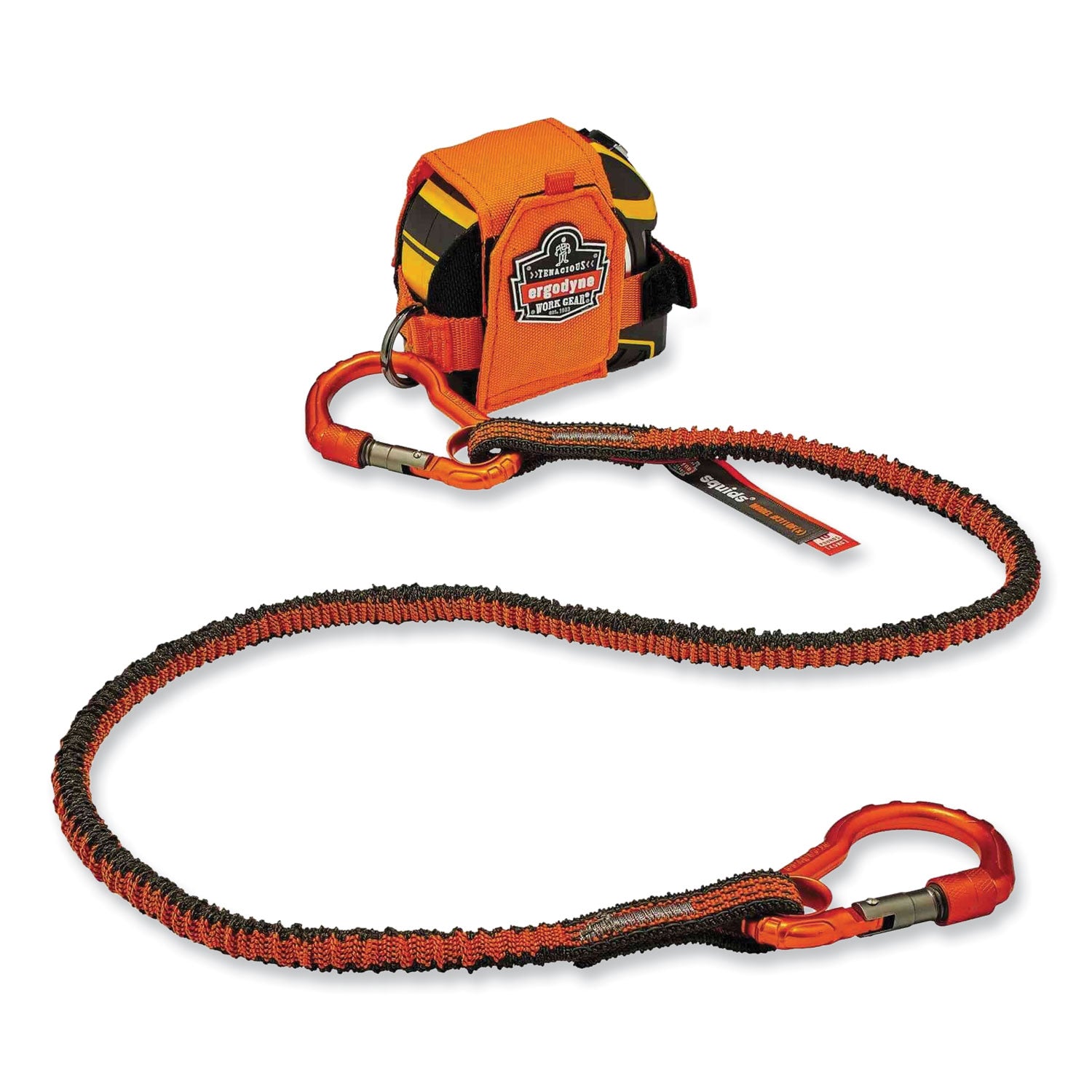 Squids 3110F(x) Tool Lanyard w/Aluminum Carabiners, 10lb Max Work Capacity, 38" to 48",Orange/Gray,Ships in 1-3 Business Days