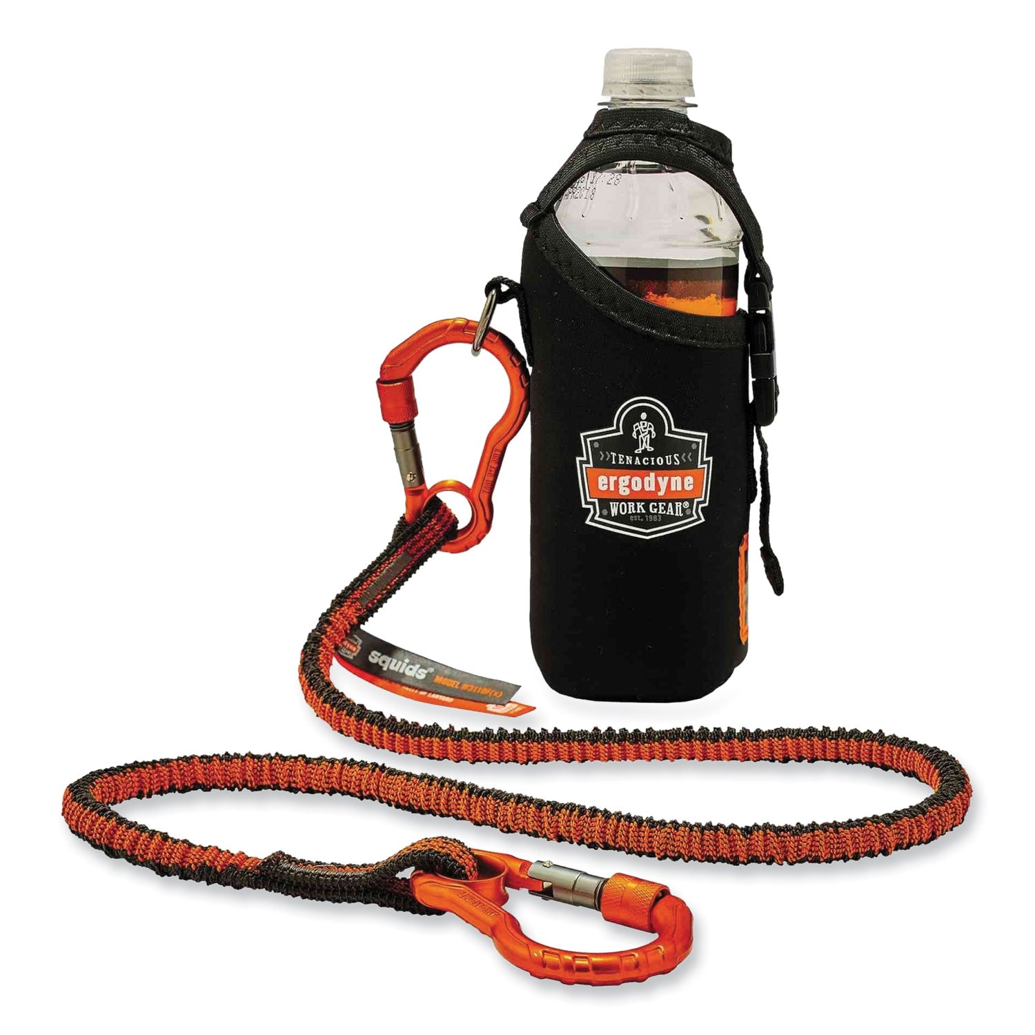Squids 3110F(x) Tool Lanyard w/Aluminum Carabiners, 10lb Max Work Capacity, 38" to 48",Orange/Gray,Ships in 1-3 Business Days