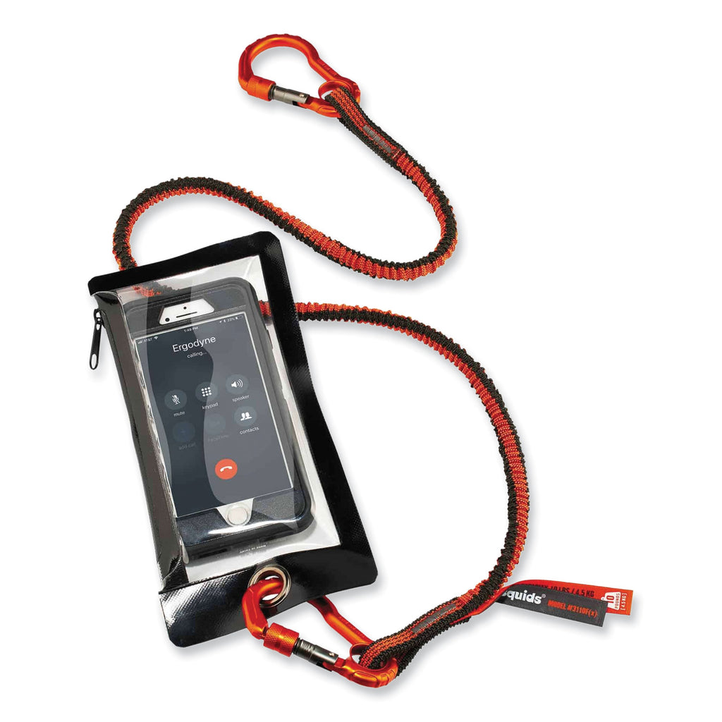 Squids 3110F(x) Tool Lanyard w/Aluminum Carabiners, 10lb Max Work Capacity, 38" to 48",Orange/Gray,Ships in 1-3 Business Days