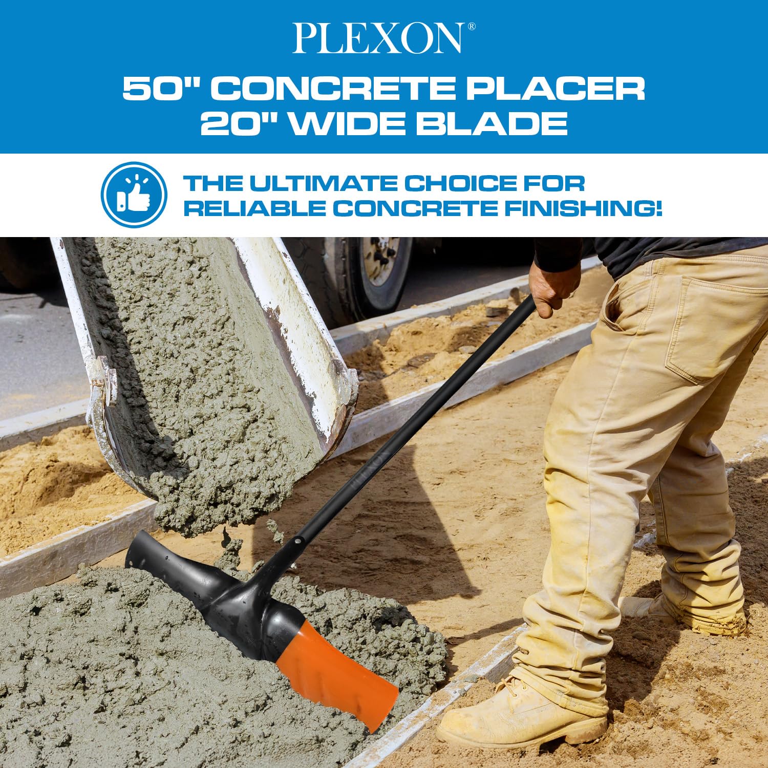 50" Snow Pusher with Metal Handle, 20" Wide Blade