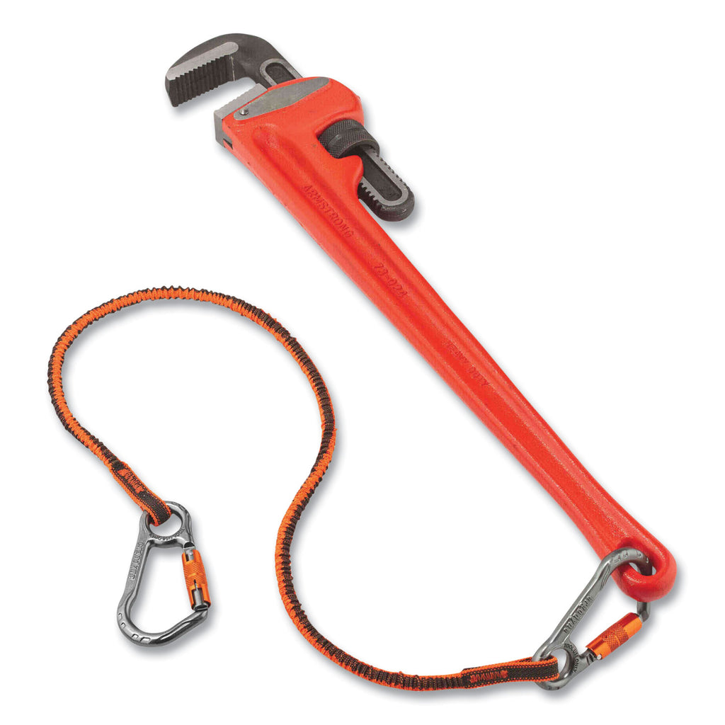 Squids 3118F(x) Tool Lanyards w/Lock Aluminum Carabiners, 15 lb Work Cap, 38" to 48", Orange/Gray,Ships in 1-3 Business Days