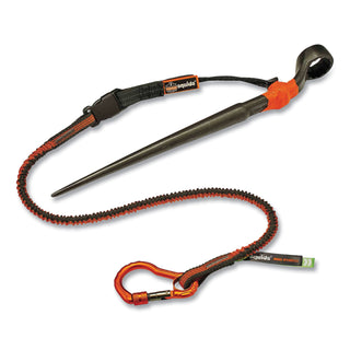 Squids 3102F(x) Tool Lanyard w/Aluminum Carabiner+Cinch-Loop, 5 lb Max Work Cap, 38" to 48", OR/GY,Ships in 1-3 Business Days
