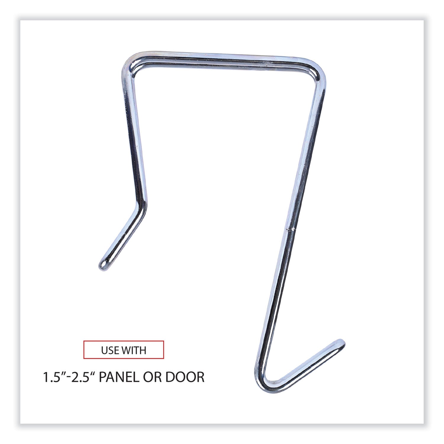 Single Sided Partition Garment Hook, Steel, 0.5 x 3.13 x 4.75, Over-the-Door/Over-the-Panel Mount, Silver, 2/Pack - 