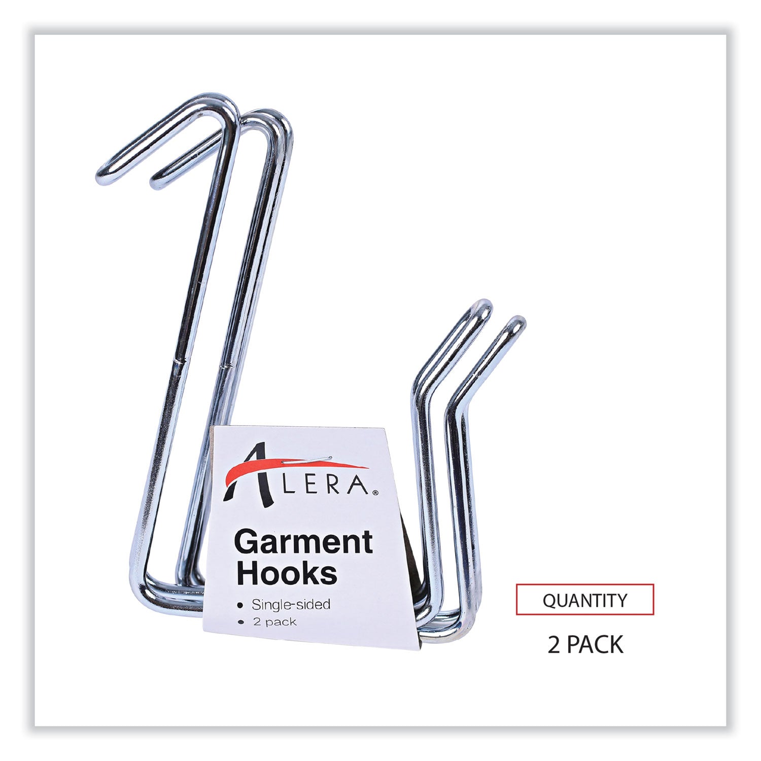 Single Sided Partition Garment Hook, Steel, 0.5 x 3.13 x 4.75, Over-the-Door/Over-the-Panel Mount, Silver, 2/Pack - 