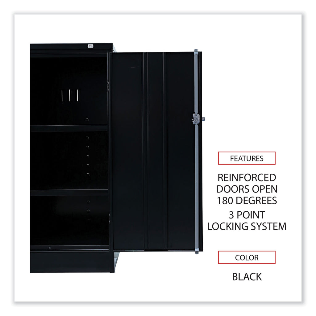 Assembled 42" High Heavy-Duty Welded Storage Cabinet, Two Adjustable Shelves, 36w x 18d, Black - 