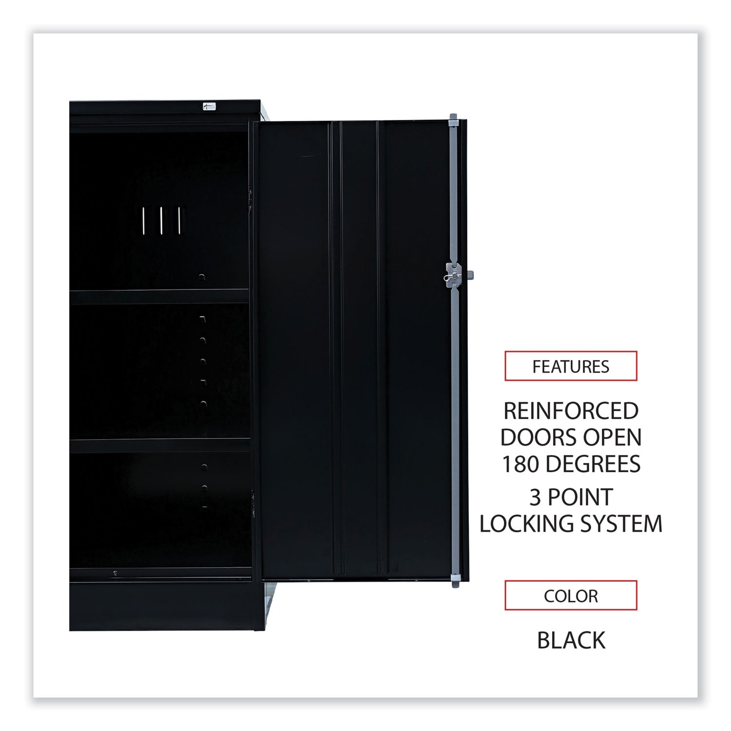 Assembled 42" High Heavy-Duty Welded Storage Cabinet, Two Adjustable Shelves, 36w x 18d, Black - 