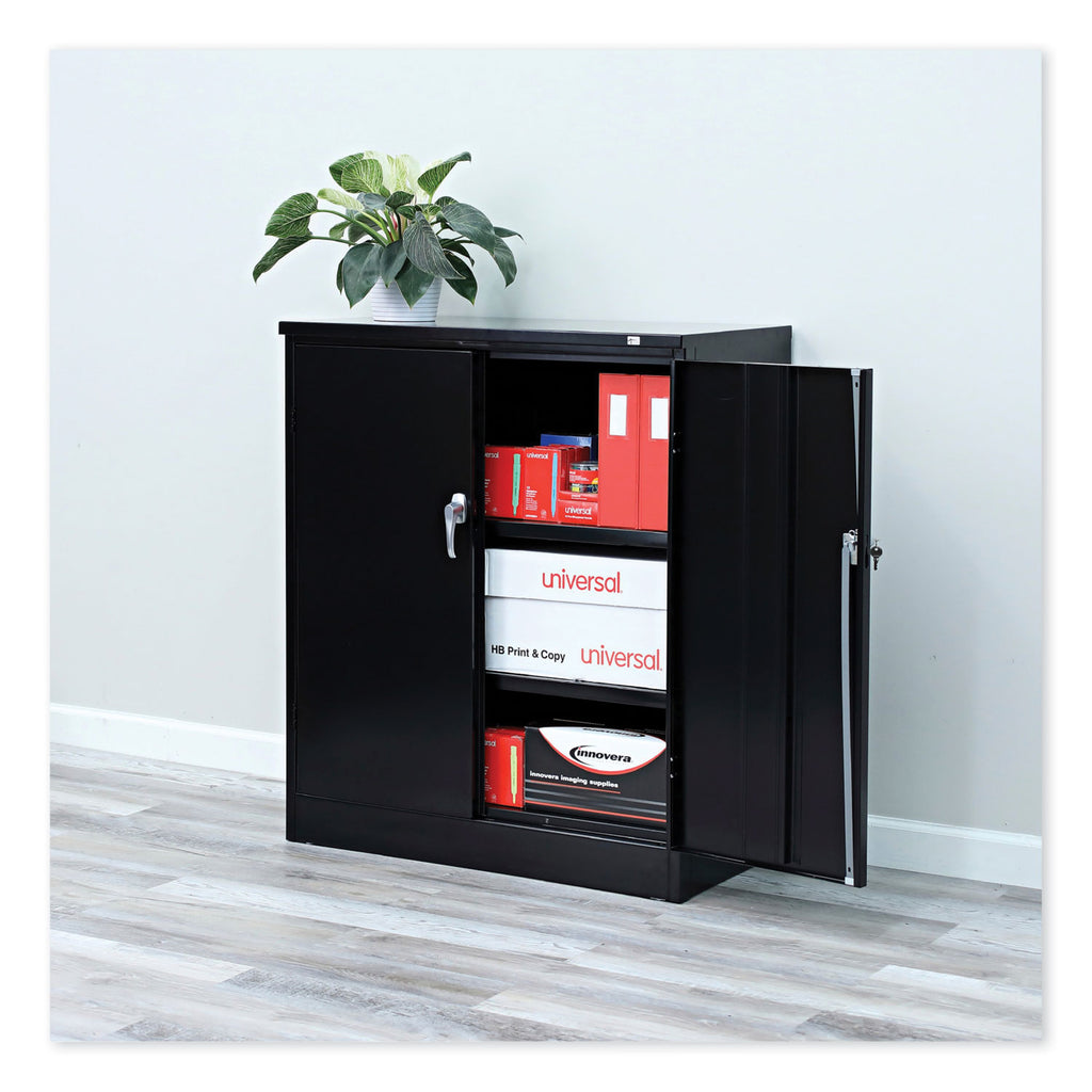 Assembled 42" High Heavy-Duty Welded Storage Cabinet, Two Adjustable Shelves, 36w x 18d, Black - 