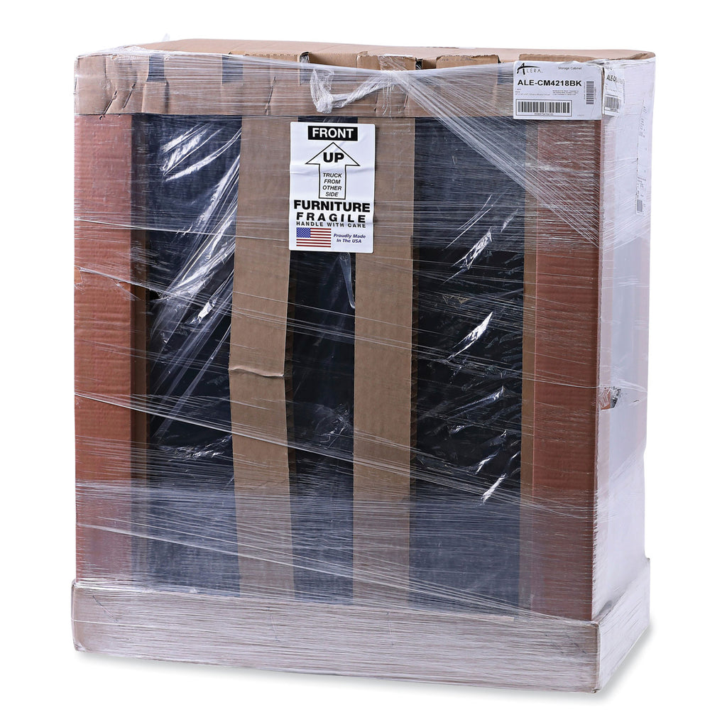 Assembled 42" High Heavy-Duty Welded Storage Cabinet, Two Adjustable Shelves, 36w x 18d, Black - 