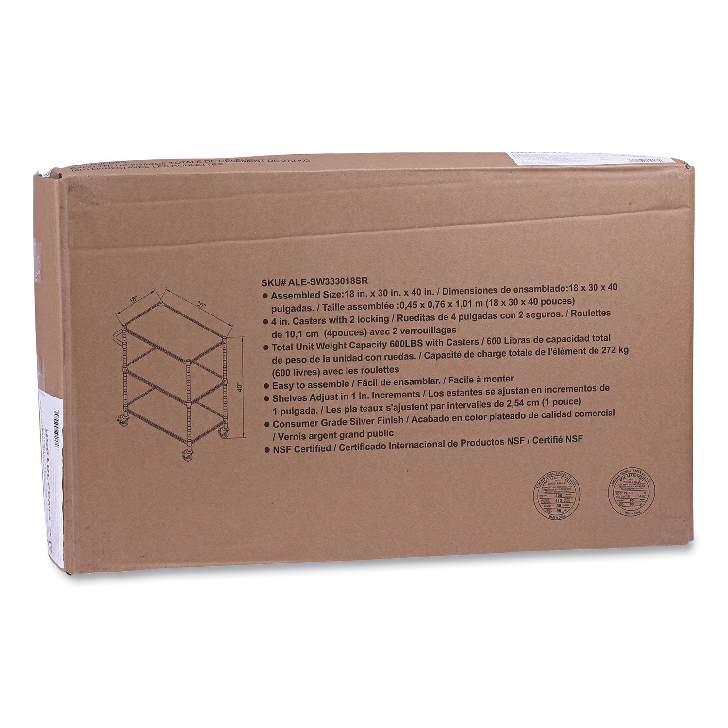 three-shelf-wire-cart-with-liners-metal-3-shelves-600-lb-capacity-345-x-18-x-40-silver_alesw333018sr - 6