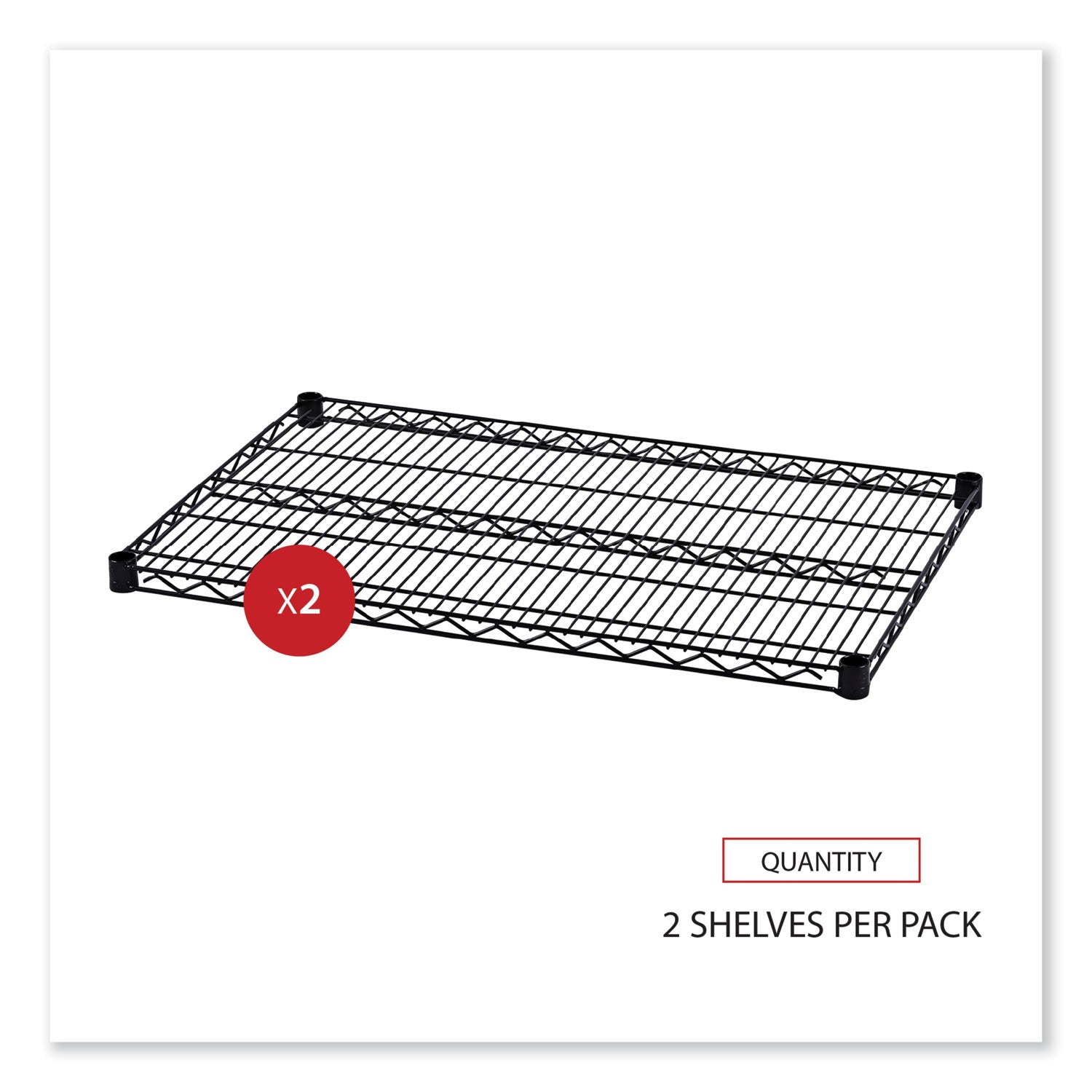 Industrial Wire Shelving Extra Wire Shelves, 36w x 24d, Black, 2 Shelves/Carton