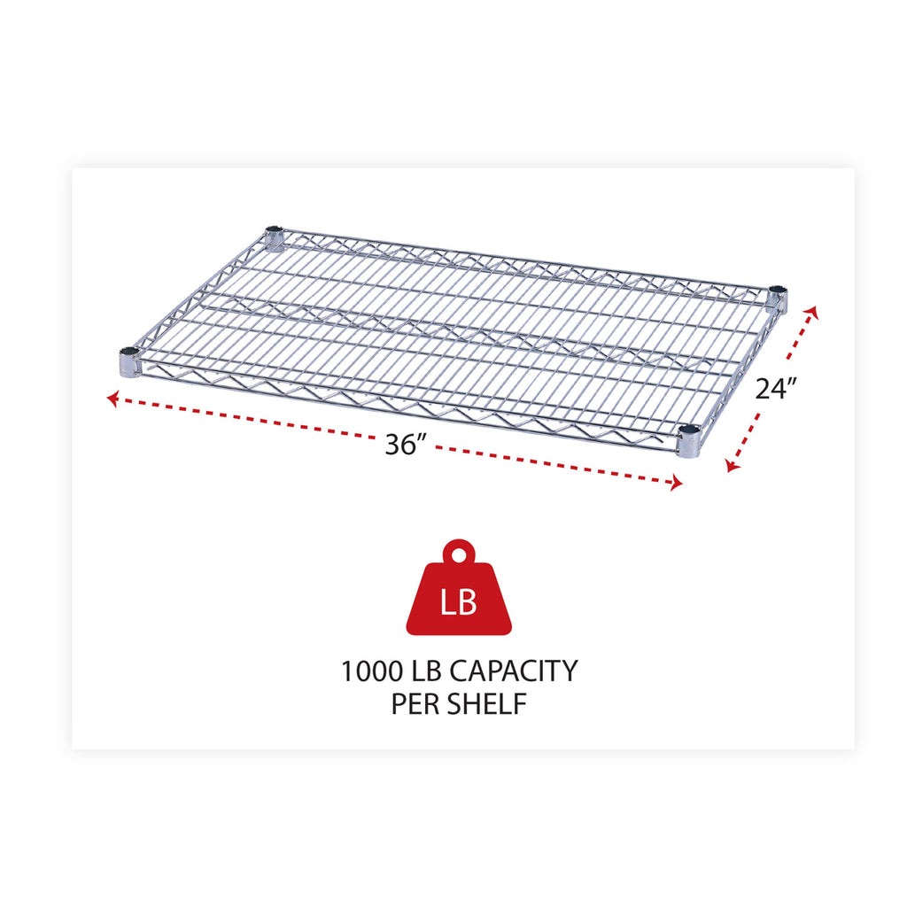Industrial Wire Shelving Extra Wire Shelves, 36w x 24d, Silver, 2 Shelves/Carton - 