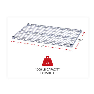 Industrial Wire Shelving Extra Wire Shelves, 36w x 24d, Silver, 2 Shelves/Carton - 