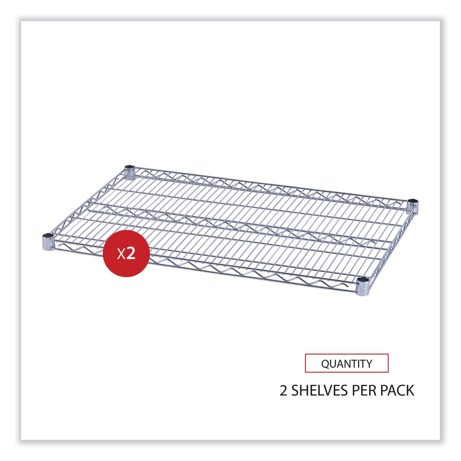 Industrial Wire Shelving Extra Wire Shelves, 36w x 24d, Silver, 2 Shelves/Carton - 