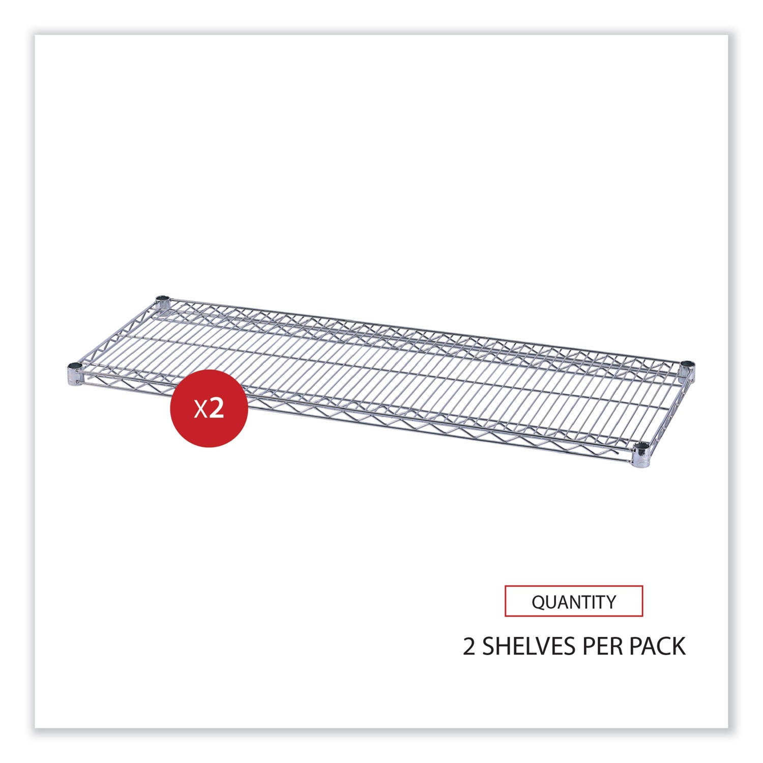 Industrial Wire Shelving Extra Wire Shelves, 48w x 18d, Silver, 2 Shelves/Carton