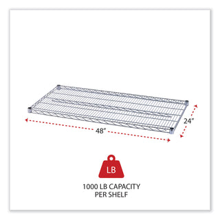 Industrial Wire Shelving Extra Wire Shelves, 48w x 24d, Silver, 2 Shelves/Carton