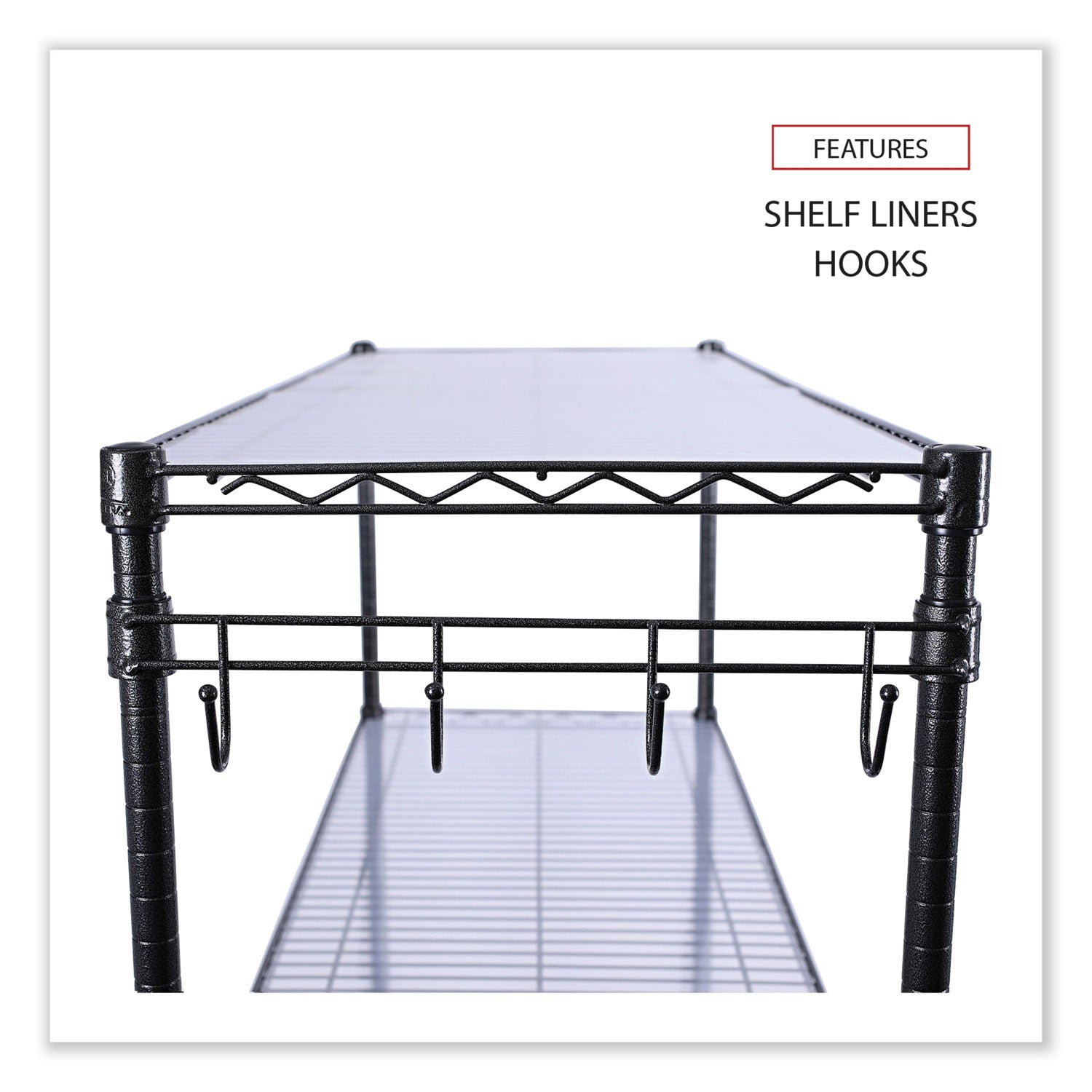 5-Shelf Wire Shelving Kit with Casters and Shelf Liners, 48w x 18d x 72h, Black Anthracite