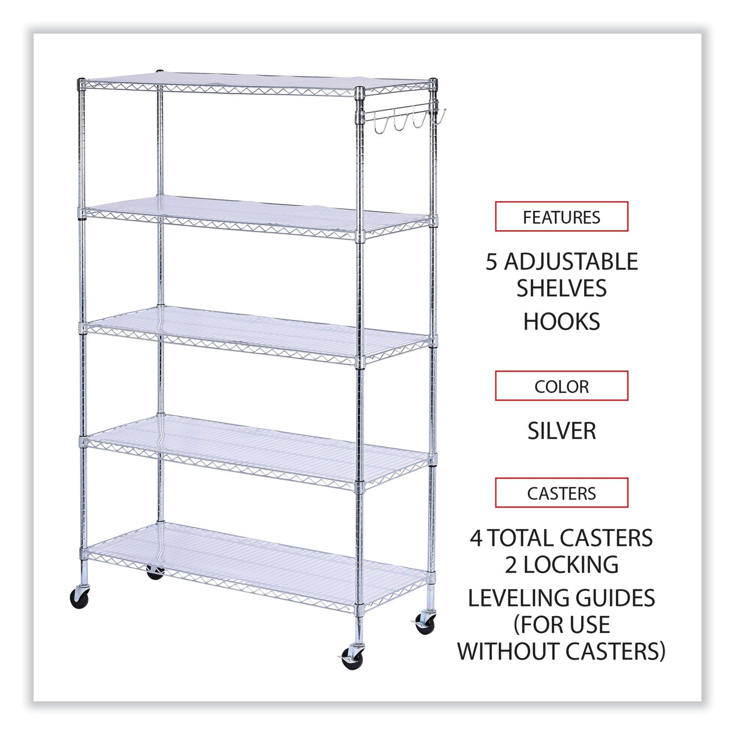 5-shelf-wire-shelving-kit-with-casters-and-shelf-liners-48w-x-18d-x-72h-silver_alesw654818sr - 3