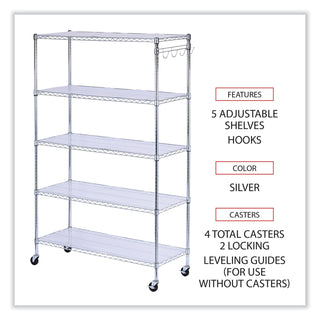 5-shelf-wire-shelving-kit-with-casters-and-shelf-liners-48w-x-18d-x-72h-silver_alesw654818sr - 3