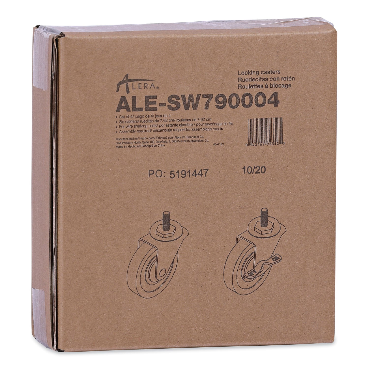 optional-casters-for-wire-shelving-grip-ring-stem-3-wheel-black-4-set-2-locking_alesw790004 - 7