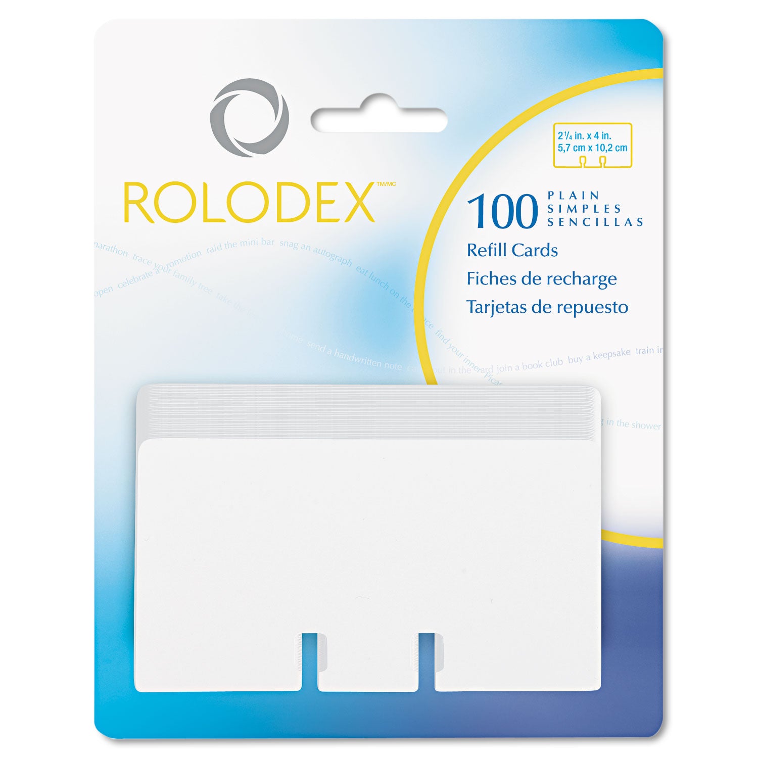 Plain Unruled Refill Card, 2 1/4 x 4, White, 100 Cards/Pack - 