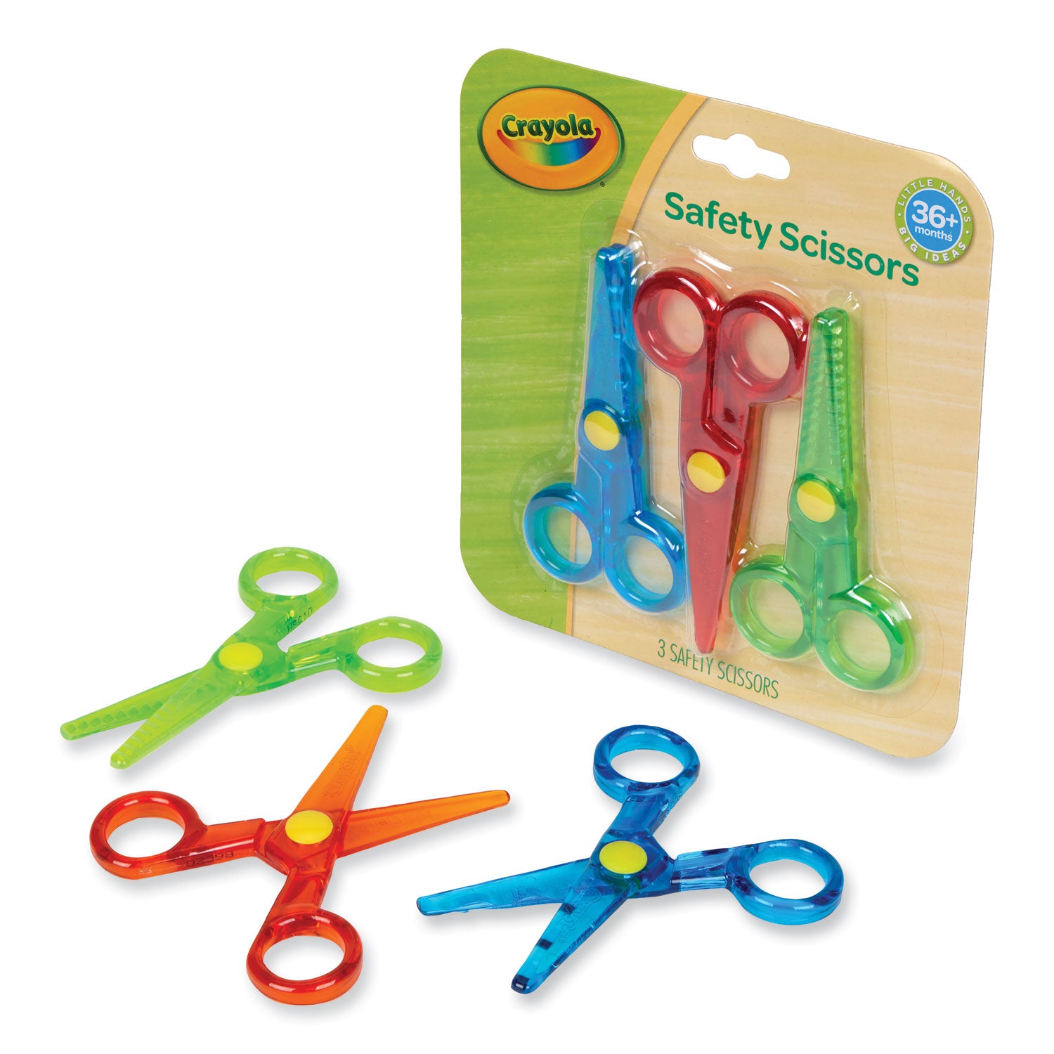 Safety Scissors, Rounded Tip, Straight Handle, Assorted Handle Colors, 3/Pack