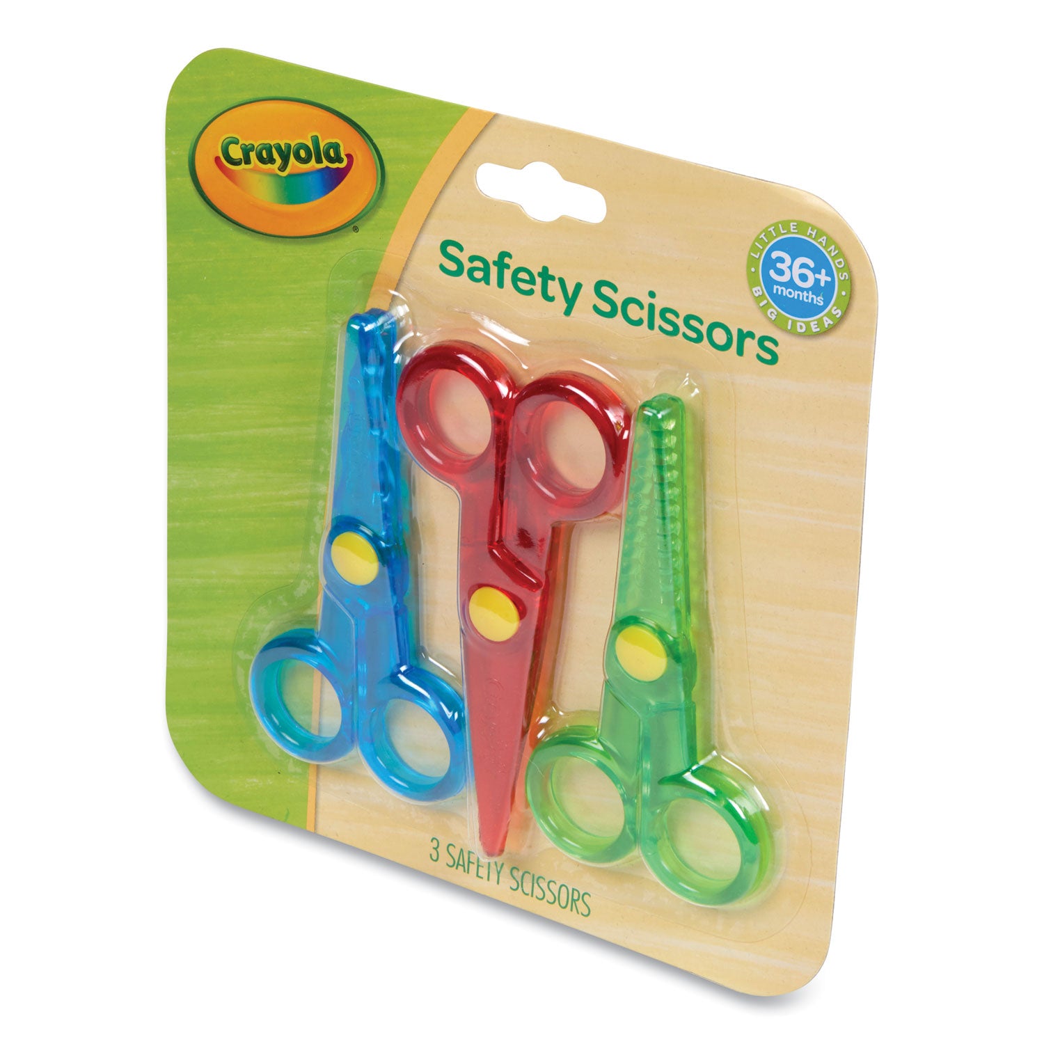 Safety Scissors, Rounded Tip, Straight Handle, Assorted Handle Colors, 3/Pack