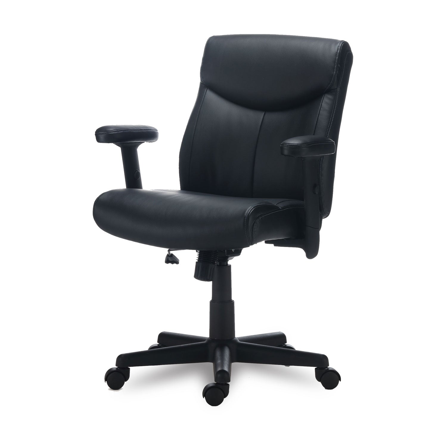 Alera Harthope Leather Task Chair, Supports Up to 275 lb, Black Seat/Back, Black Base - 4