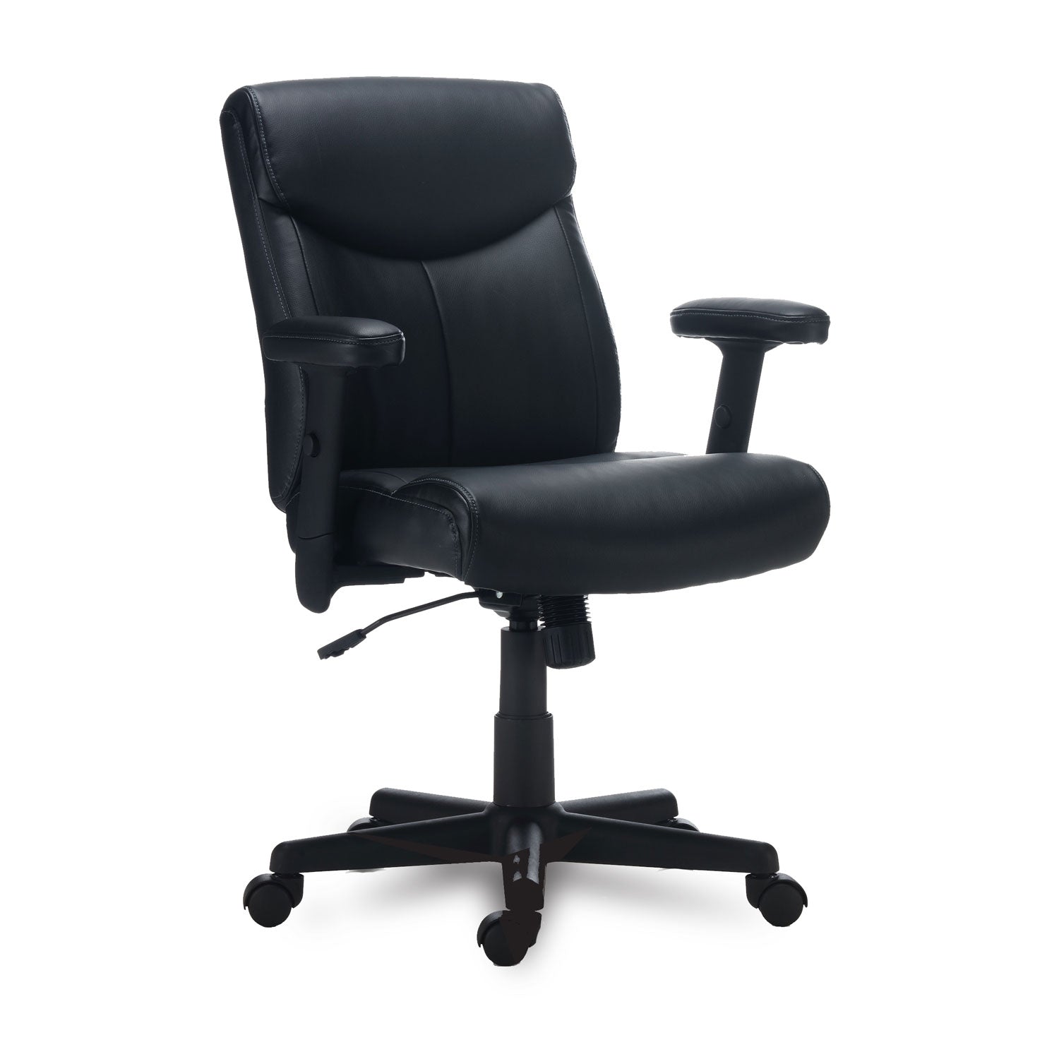 Alera Harthope Leather Task Chair, Supports Up to 275 lb, Black Seat/Back, Black Base - 1