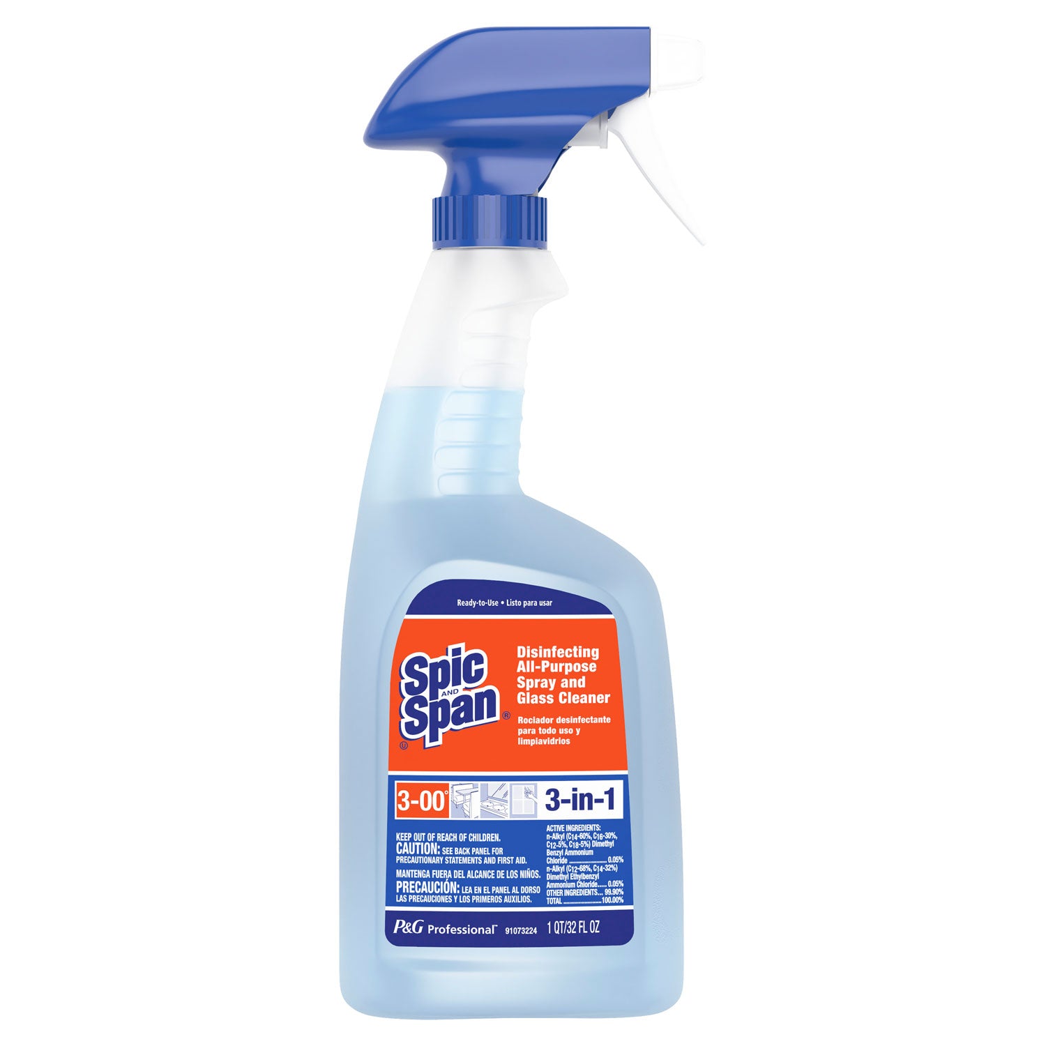 Disinfecting All-Purpose Spray and Glass Cleaner, Fresh Scent, 32 oz Spray Bottle, 8/Carton - 