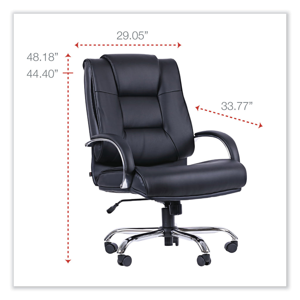 Alera Ravino Big/Tall High-Back Bonded Leather Chair, Headrest, Supports 450 lb, 20.07" to 23.74" Seat, Black, Chrome Base - 