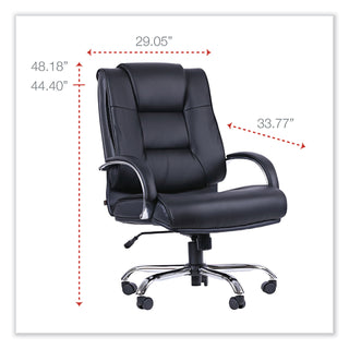 Alera Ravino Big/Tall High-Back Bonded Leather Chair, Headrest, Supports 450 lb, 20.07" to 23.74" Seat, Black, Chrome Base - 