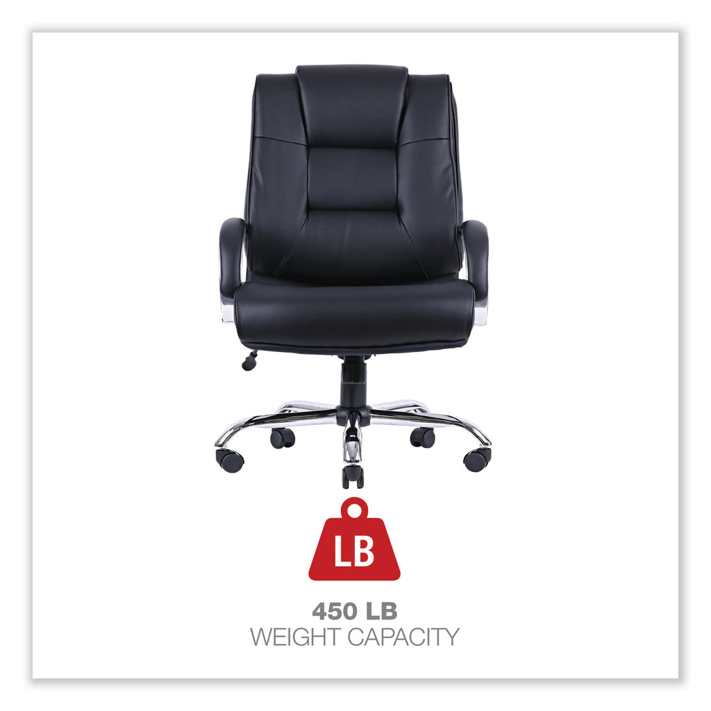 Alera Ravino Big/Tall High-Back Bonded Leather Chair, Headrest, Supports 450 lb, 20.07" to 23.74" Seat, Black, Chrome Base - 