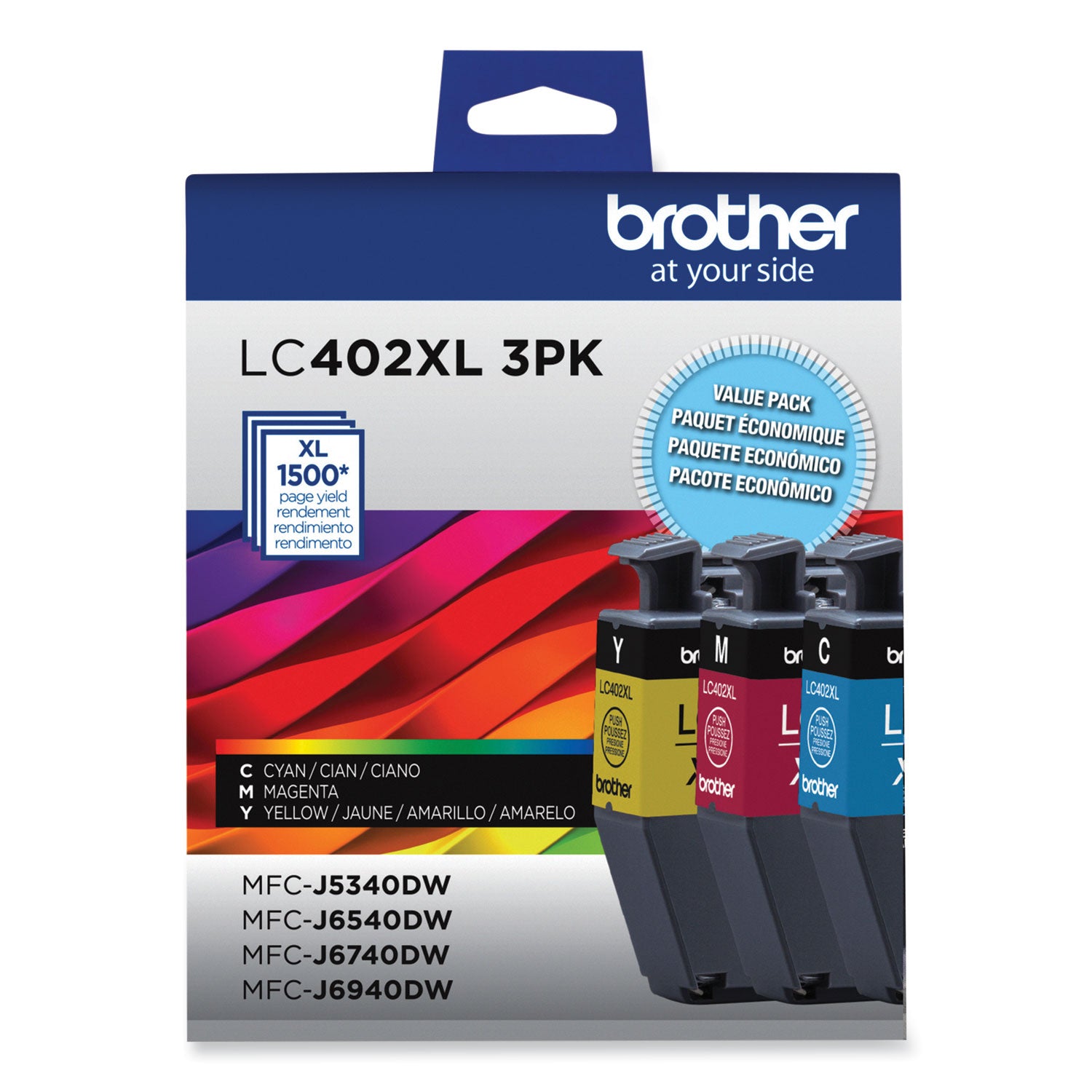 LC402XL3PKS High-Yield Ink, 1,500 Page-Yield, Cyan/Magenta/Yellow